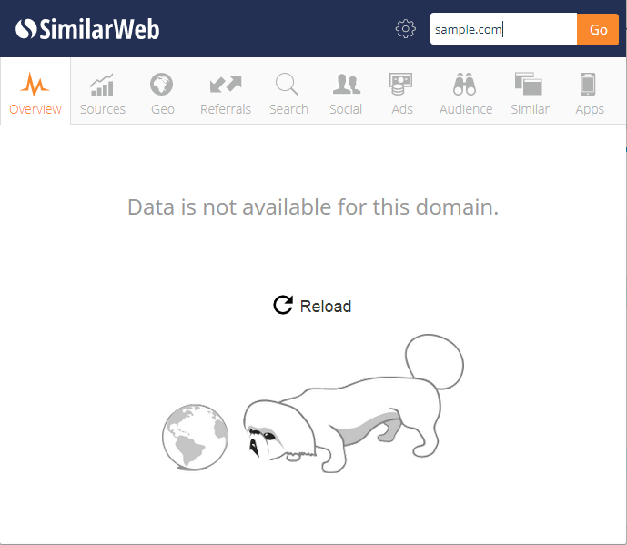 similarwebは集計データが少ないと表示できない